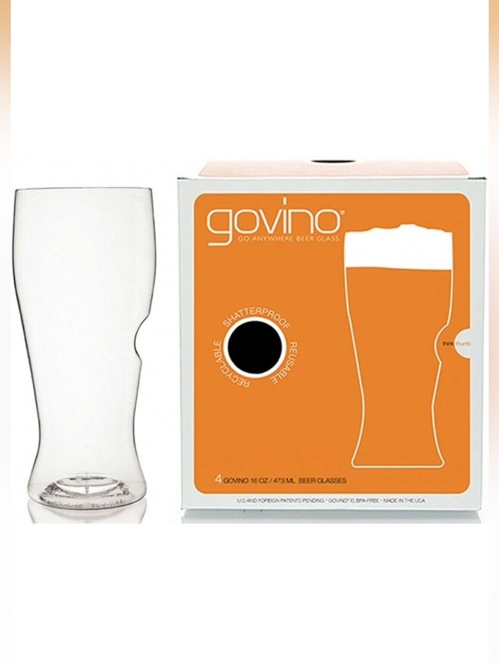 GOVINO Unbreakable Plastic Pint Beer Glasses, 16 oz, set of 4